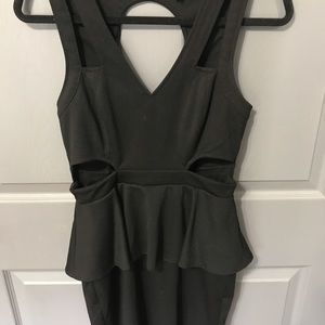 Black Peplum Cut Out Dress